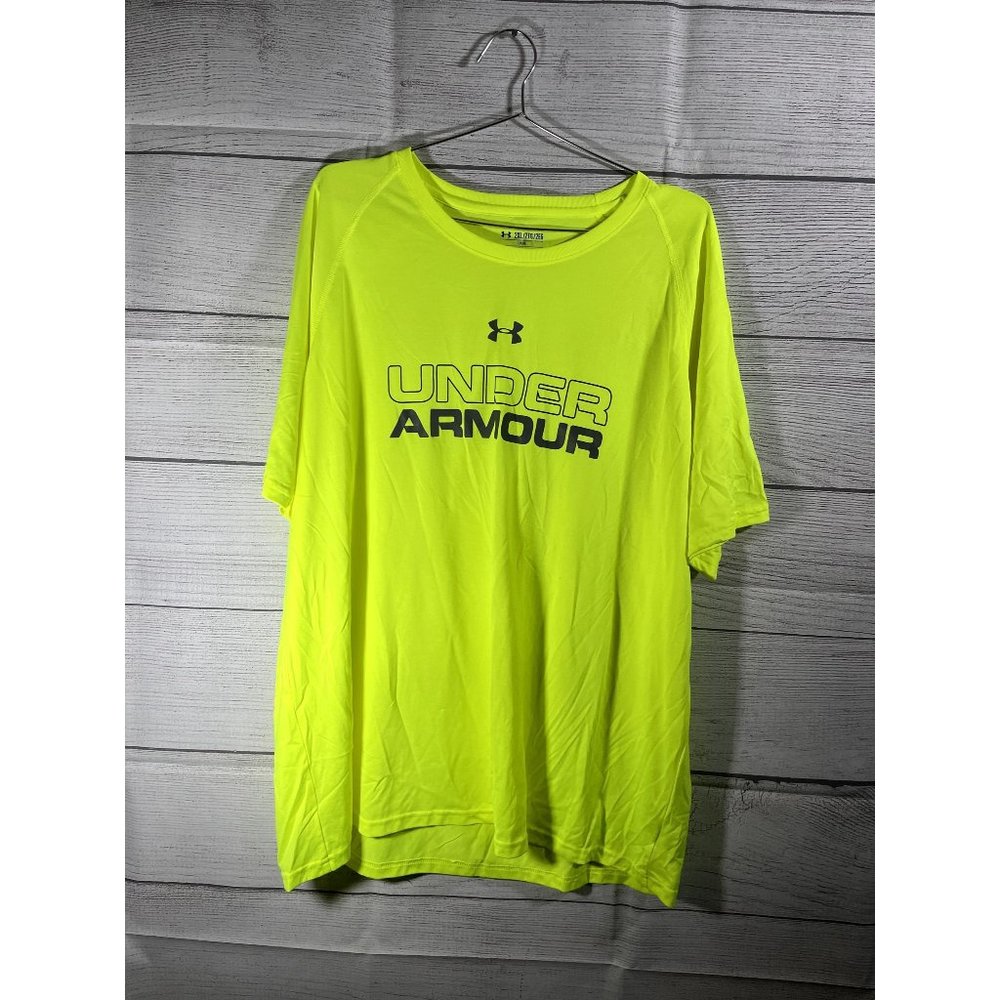 Under Armour - Men's Yellow Logo Athletic T-Shirt - Size 2XL - Picture 1 of 7